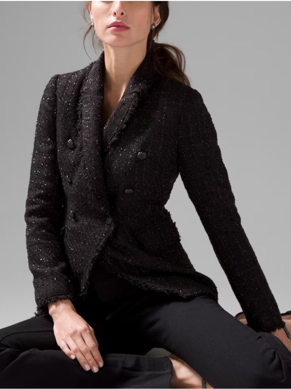 White House Black Market WHBM Studio Blazer in Black Size 4 Petite